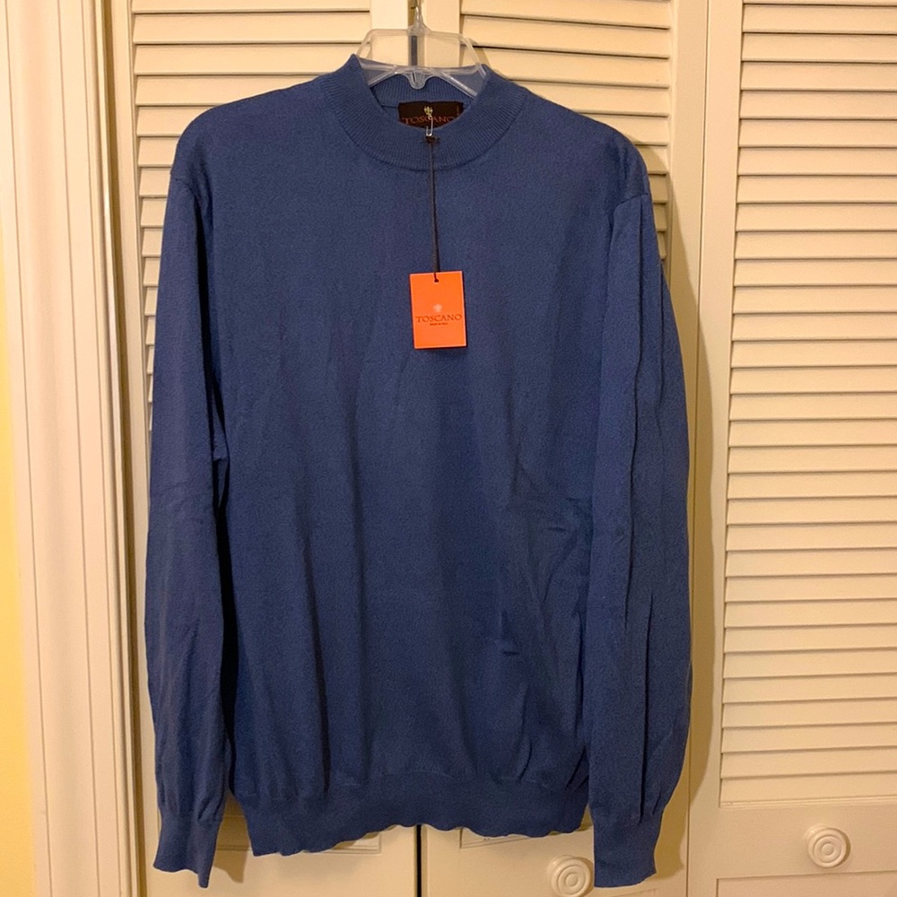 NWT Toscano blue men’s sweater, size L, made in Italy